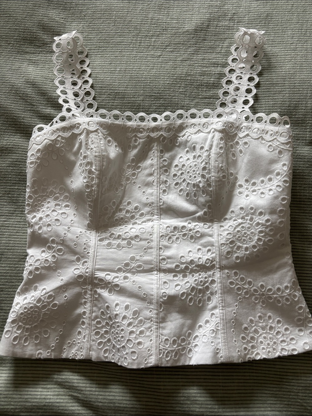 White House Black Market White Eyelet Corset-Style Camisole